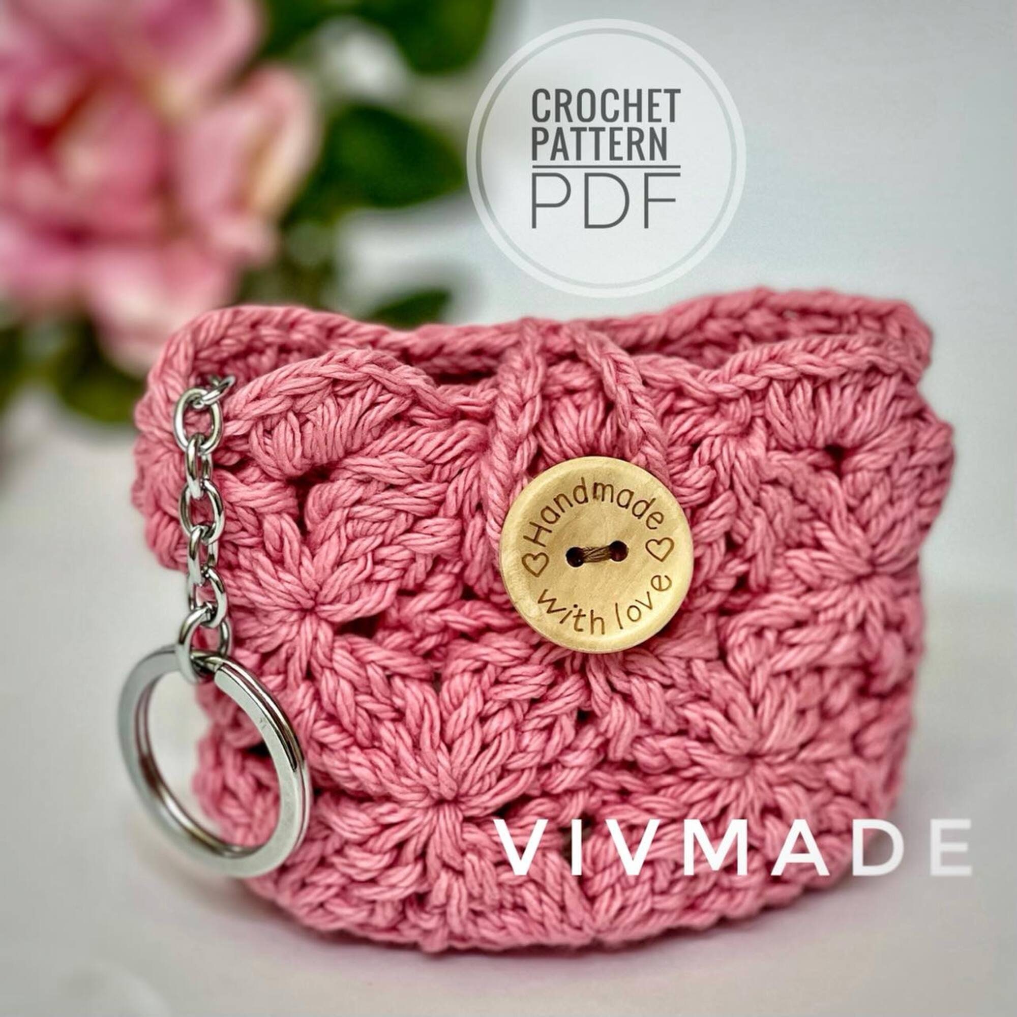Crochet Key Pouch Pattern PDF, Crochet Pouch Pattern, Handmade