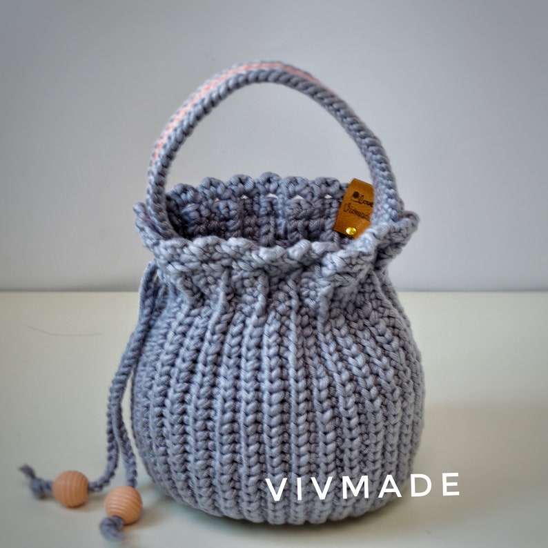 Crochet drawstring bag Pattern PDF, Crochet bag Pattern, handmade drawstring image 5