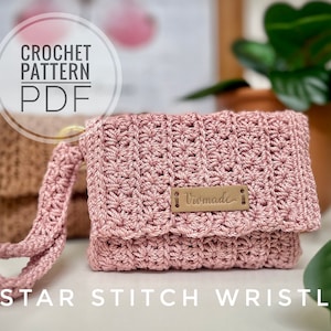 Crochet star stitch wristlet pattern | crochet purse pattern | Video tutorial | wristlet pattern |  star stitch pattern