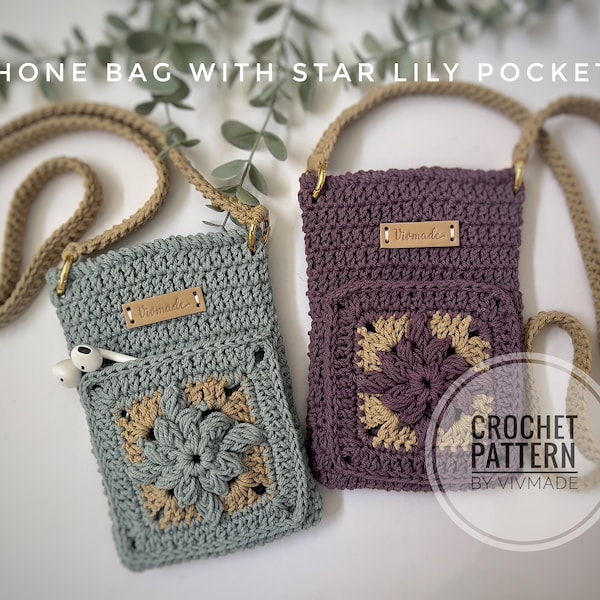 Crochet phone bag with pocket Pattern PDF | Crochet bag | handmade  bag | bag with pocket I Crochet phone bag