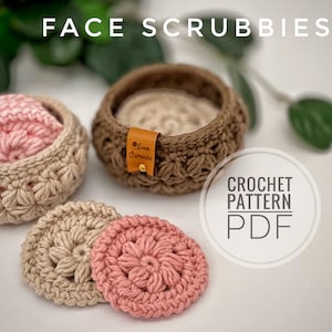 Crochet face scrubbies pattern | crochet basket pattern | Video tutorial face scrubbies | Crochet storage basket | Jasmine stitch