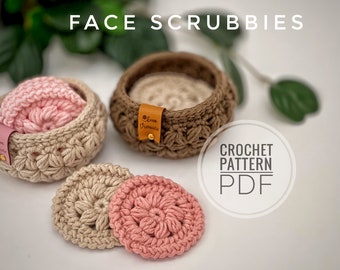 Crochet face scrubbies pattern | crochet basket pattern | Video tutorial face scrubbies | Crochet storage basket | Jasmine stitch