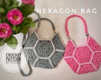 Crochet Hexagon bag Pattern PDF | Crochet pouch  | handmade hexagon bag | Hexagon bag I crochet bag | crochet pattern