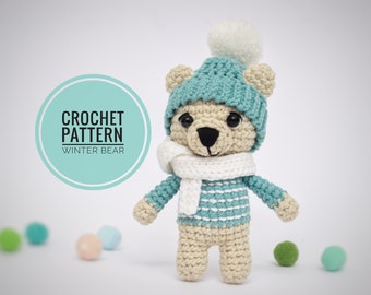Crochet pattern PDF,  winter bear, crochet beat, amigurumi bear, handmade bear