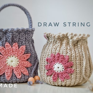 Crochet drawstring bag Pattern PDF, Crochet bag Pattern, handmade drawstring image 2