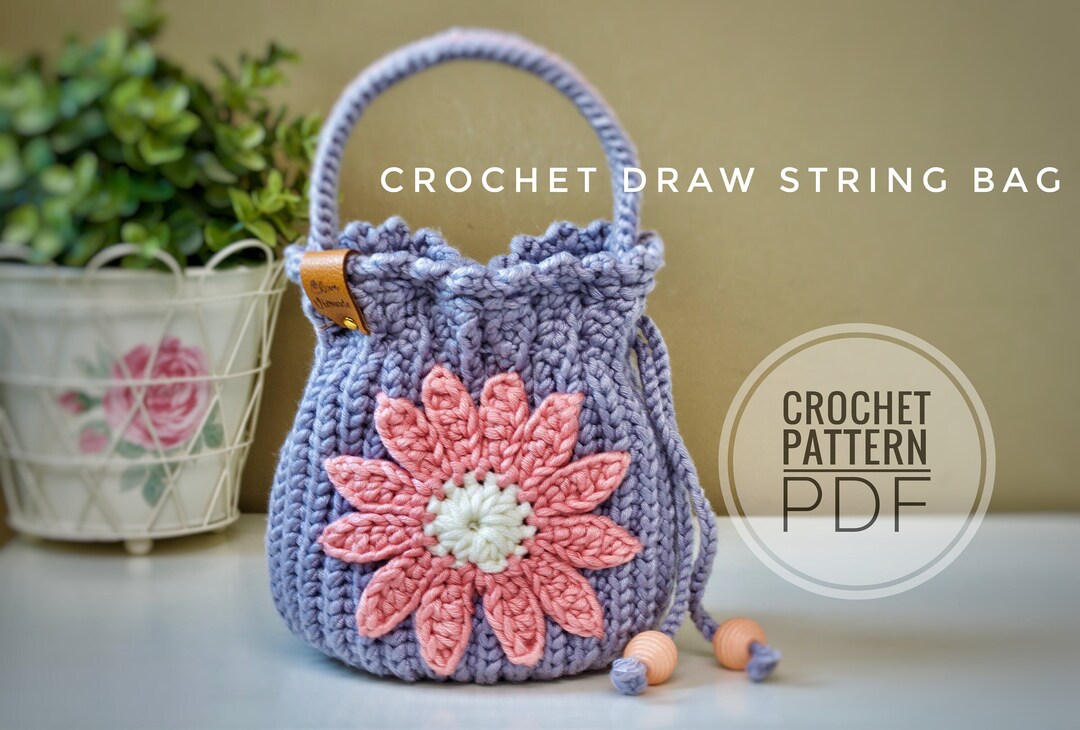 Crochet Drawstring Bag Pattern PDF, Crochet Bag Pattern, Handmade Drawstring Etsy