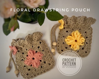 Crochet drawstring pouch Pattern PDF | Crochet pouch | handmade  pouch | Christmas Gift | Crochet pattern | Crochet Gift