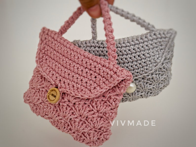 Crochet mini flap Pattern PDF, Crochet pouch Pattern, handmade bag, mini flap image 4