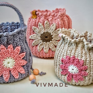 Crochet drawstring bag Pattern PDF, Crochet bag Pattern, handmade drawstring image 8
