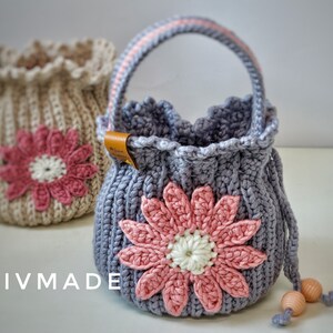 Crochet drawstring bag Pattern PDF, Crochet bag Pattern, handmade drawstring image 9