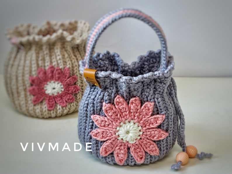 Crochet drawstring bag Pattern PDF, Crochet bag Pattern, handmade drawstring image 9