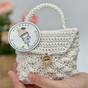 Crochet mini flap handmade gift Christmas gift mini pouch Airpods pouch White