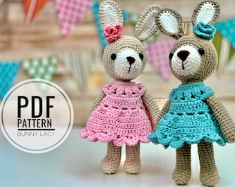 Crochet bunny, handmade, amigurumi, bunny with dress