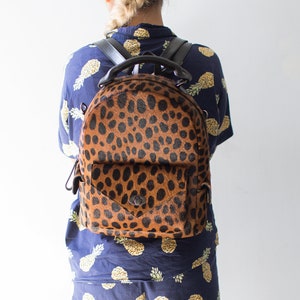 FREI - Leopard Backpack (medium), Calf Hair Backpack, Hair on Hide Backpack, Animal Print Backpack, Leopard Big Spot Backpack