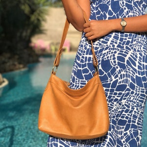 KEI-Tan Hobo Bag (small), leather hobo bag, leather boho bag, genuine leather, leather bag women, shoulder bag, women&#39;s gift, gift idea bag