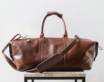 JAY - Leather Duffel Bag, Leather Weekender Bag, Leather Travel Bag, Leather Overnight Bag