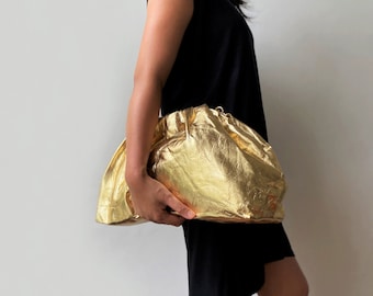 Gold oversized clutch bag Clearance