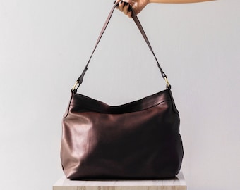 KEI - Dark Brown Hobo Bag (medium), leather hobo bag, leather boho bag, leather shoulder bag, leather sling bag, dark brown sling bag