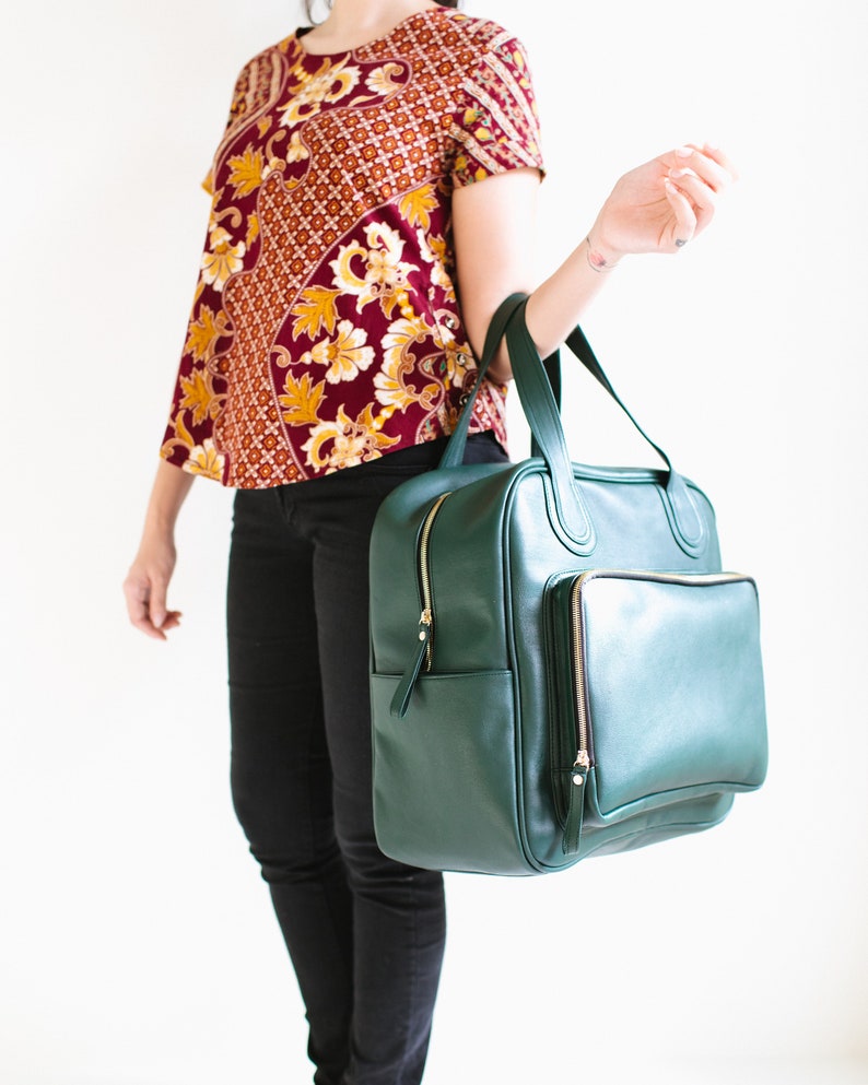 KATIA Leather Diaper Bag Shoulder Diaper Bag Dark Green Etsy