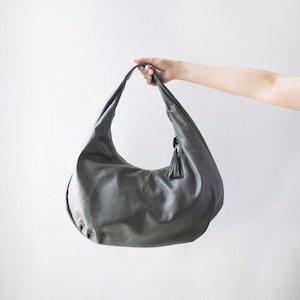 GREY - Medium hobo Bag, grey soft leather hobo bag, leather hobo bag, Hobo bag, grey shoulder bag, leather shoulder bag, grey hobo bag