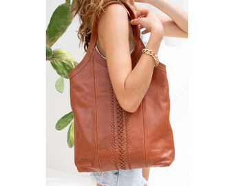 MALIKA - woven leather bag, leather boho bag, genuine leather, leather bag women, women's gift, gift idea bag