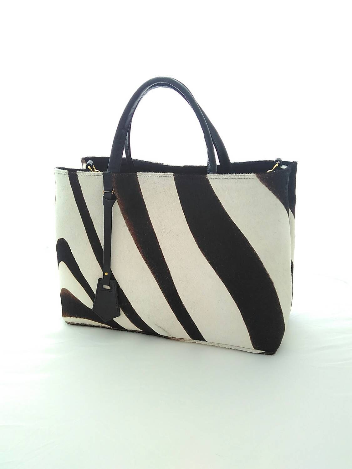 ZEBRA - Calf Hair Handbag, Zebra Handbag, Zebra Tote Bag