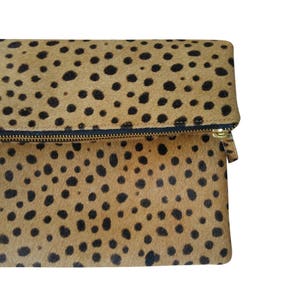 Leopard clutch, Genuine leather, leopard fold over clutch, leopard print clutch, leopard leather clutch, leather clutch, leopard purse women image 8