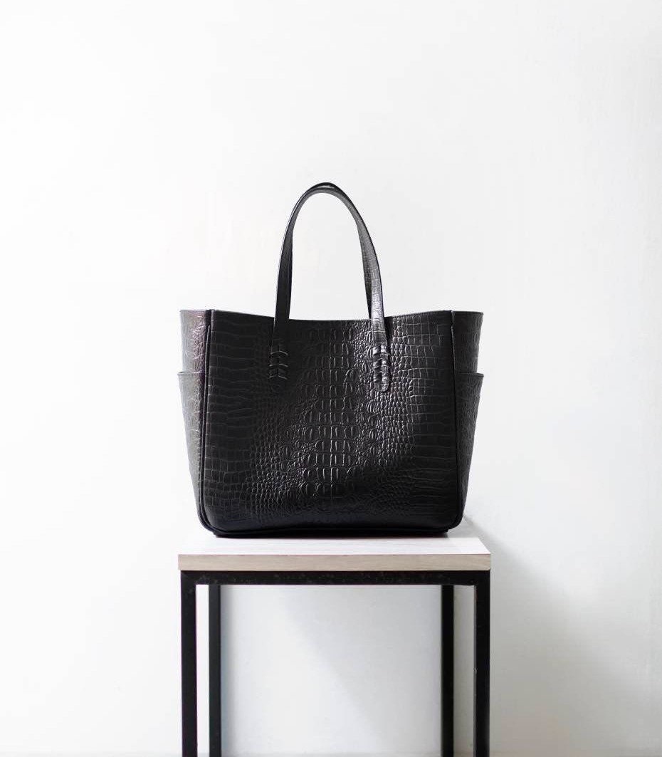 Mini Bauletto Croc-Effect Leather Shoulder Bag, N°21