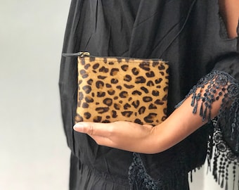 Cheetah coin purse, small purse, leather accessories, coin wallet, coin pouch, card holder, animal print coin purse, genuine leather