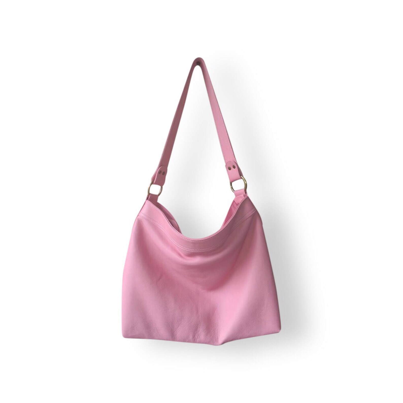 KEI Soft Pink Hobo Bag medium Leather Hobo Bag Leather Etsy