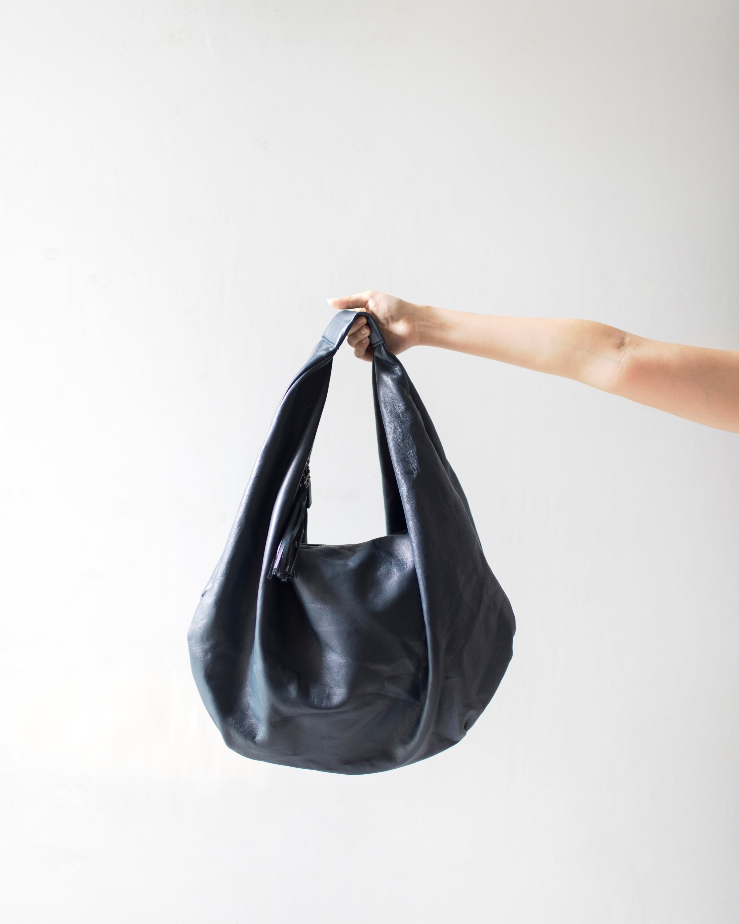 BLACK Large Hobo Bag Soft Leather Hobo Bag Soft Lambskin 