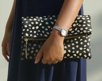 Monochrome leopard clutch, leopard fold over clutch, leopard print, leopard leather clutch, leather clutch, leopard purse, leather purse