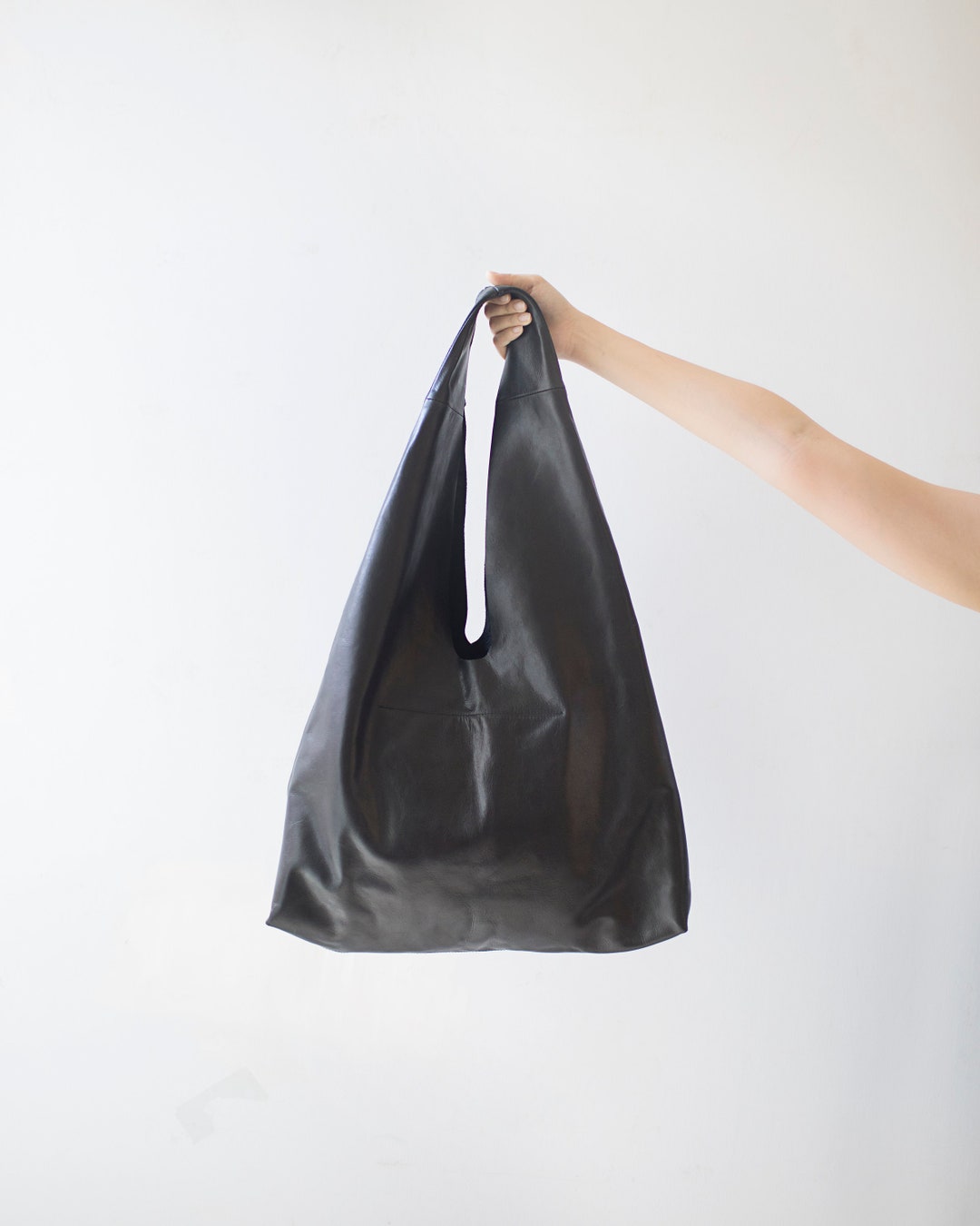 TRIA Black Triangle Hobo Bag Soft Leather Hobo Bag Unlined - Etsy