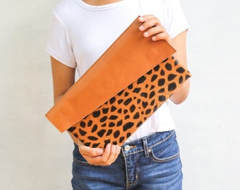 Leopard print envelope clutch hotsell