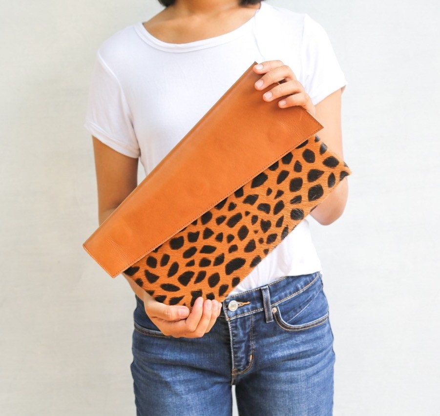 leopard print envelope clutch