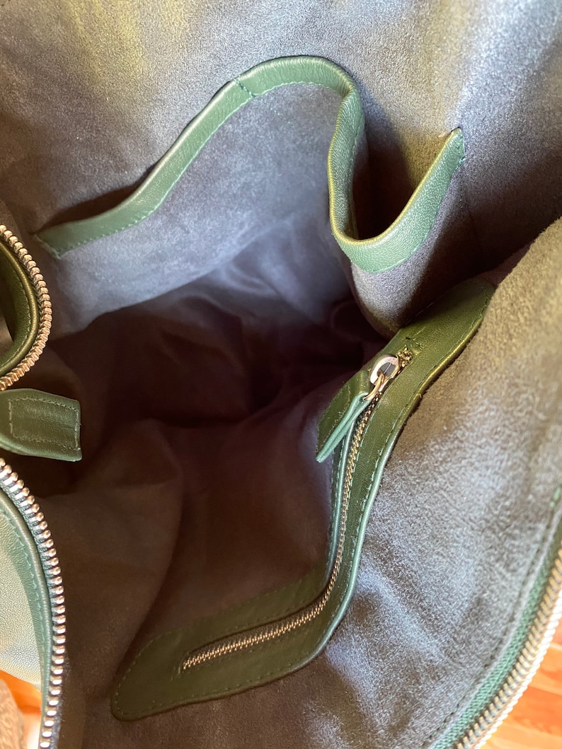 DARK GREEN Large hobo Bag, soft leather hobo bag, soft lambskin hobo bag, hobo bag large, leather shoulder bag, genuine leather hobo bag image 6