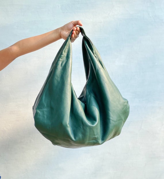 Hobo handbag, Lambskin, green — Fashion