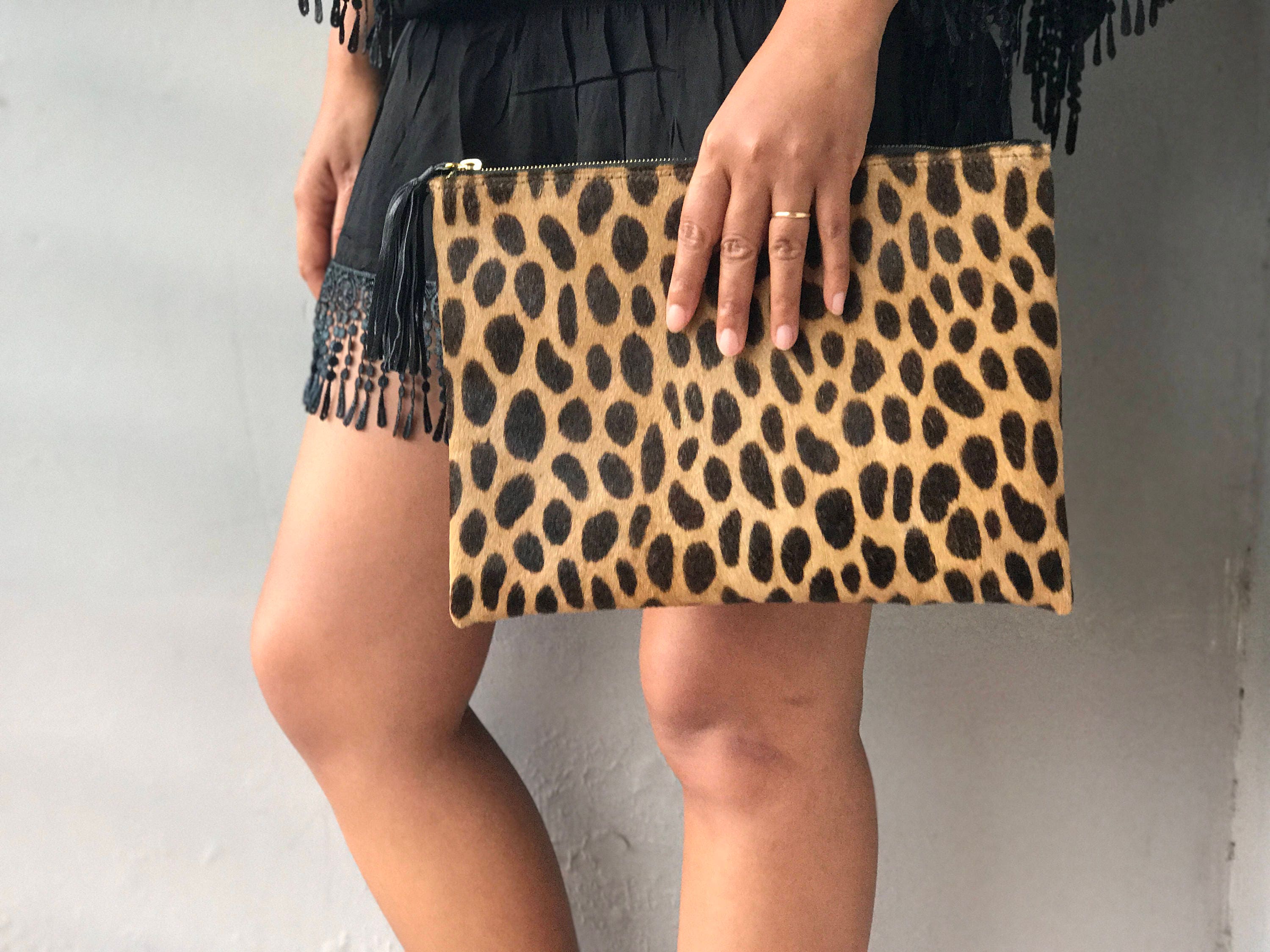 Clare v hot sale leopard clutch