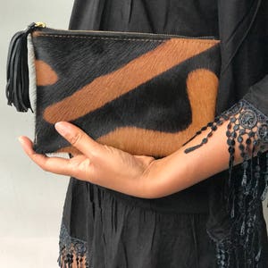WALLET size flat zebra clutch, animal print clutch, animal print purse, zebra leather clutch, zebra leather purse, genuine leather