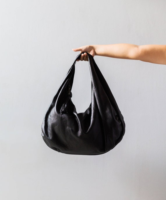 BLACK Large Hobo Bag Soft Leather Hobo Bag Soft Lambskin Hobo Bag Hobo Bag Large  Leather Shoulder Bag Genuine Leather Hobo Bag 