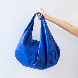 ROYAL BLUE Large hobo Bag, soft leather hobo bag, soft lambskin hobo bag, hobo bag large, leather shoulder bag, genuine leather hobo bag image 1