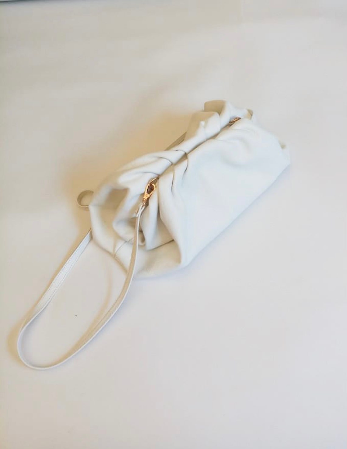 White cloud leather clutch leather dumpling purse evening | Etsy