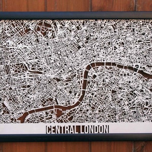 Central London Wood Map Laser Cut Street Maps Wooden Map image 1