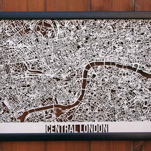 Central London Holz Landkarte Laser Cut Straßenkarten Holzlandkarte