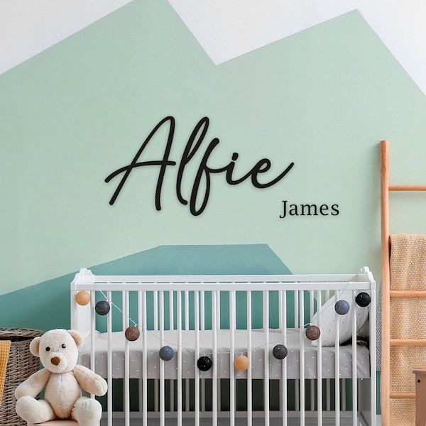 Name Wall Art - Childrens Bedroom - Wooden Word Text Art - Bedroom Art Gift - Double Style 2