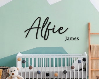 Name Wall Art - Childrens Bedroom - Wooden Word Text Art - Bedroom Art Gift - Double Style 2