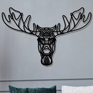Geometric Moose Wall Art - Wooden Laser Cut Wall Art - Animal Lover Gift