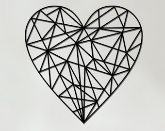 Geometric Heart Art - Wooden Country Wall Art - Heart Gift