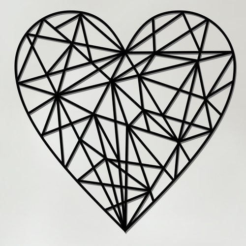 Geometric Heart Art Wooden Country Wall Art Heart Gift Etsy