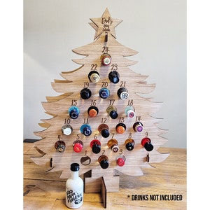 Personalisierter Miniatur Adventskalender - Miniaturflasche Weihnachtsbaum Adventskalender - Whiskey Gin Vodka Rum Alkohol Adventskalender